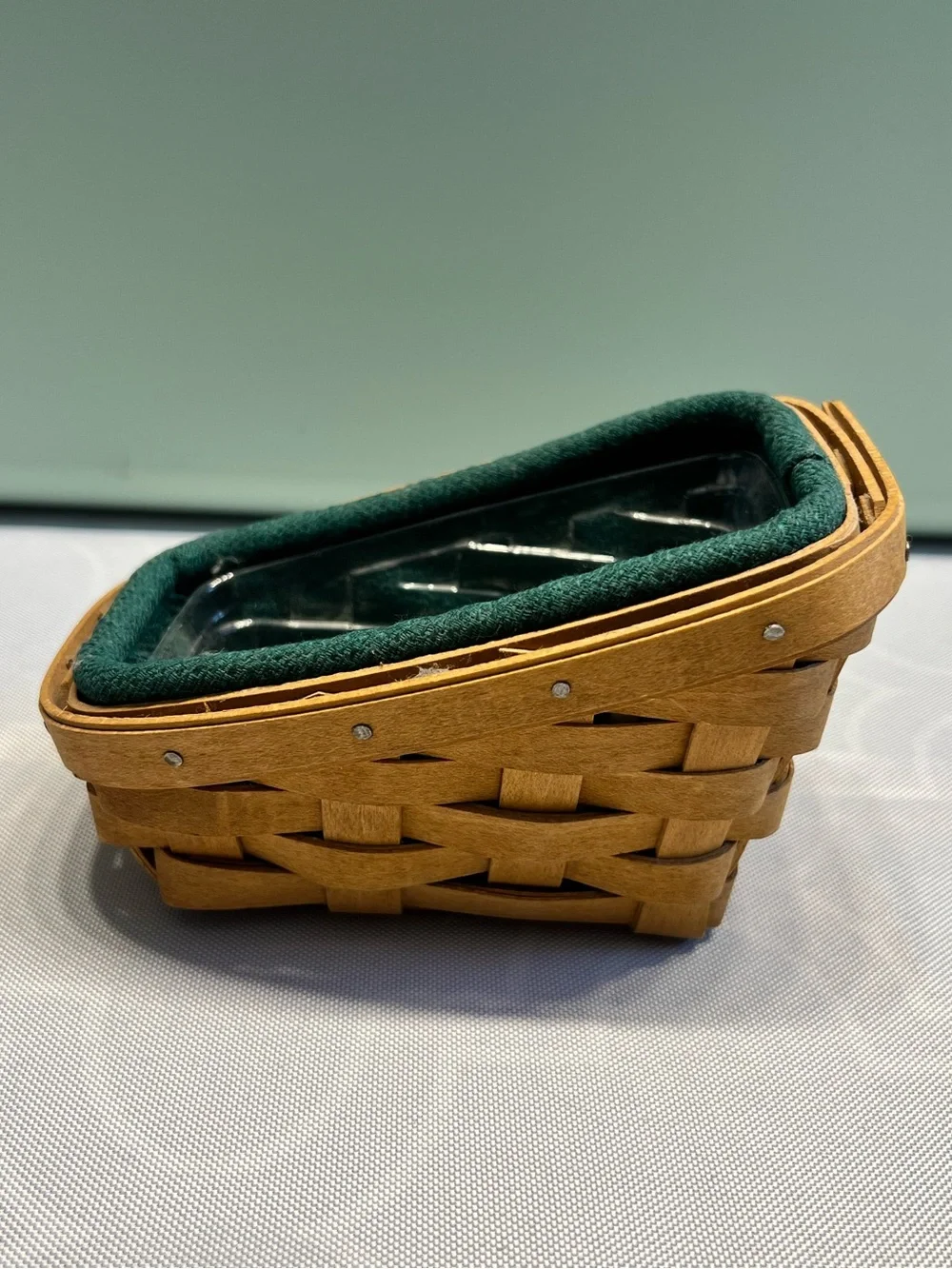 Longaberger Cilantro Basket 2003 Hunter Green Liner & Protector
